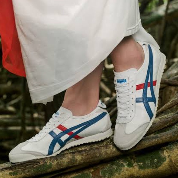 Onitsuka Tiger Mexico 66 White Sneakers with Blue and Red Stripes Size 7 - Picture 13 of 13